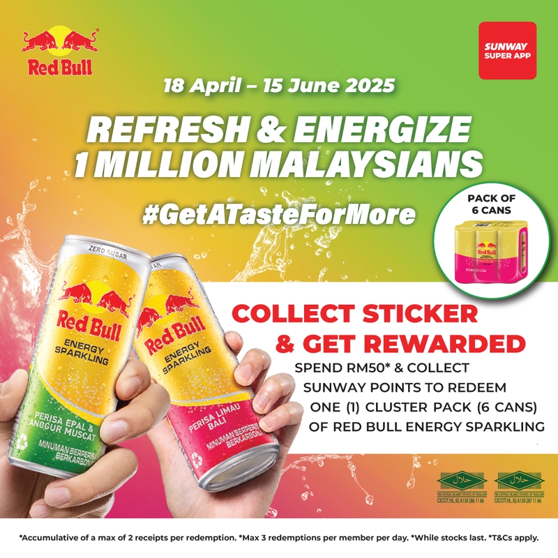 Collect Stickers & Get Rewarded with Sunway Super App x Red Bull