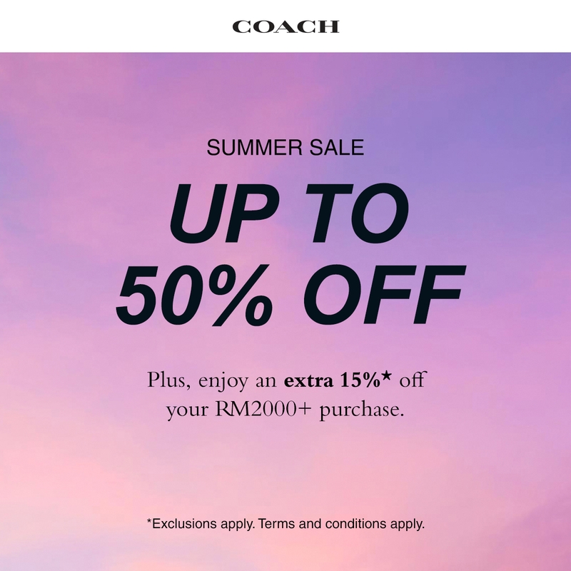 Enjoy Up to 50% + 15% Off at Coach!