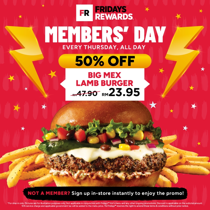 TGI Fridays Members enjoy 50% OFF