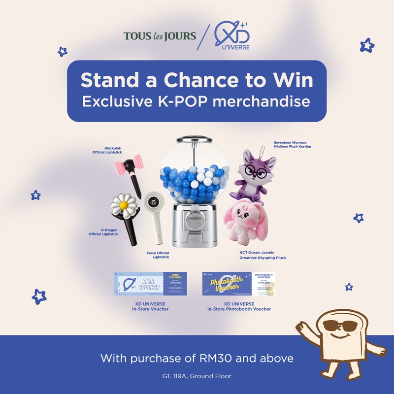 Spend RM30 & above at Tous Les Jours to get a chance to play the Gashapon Machine!