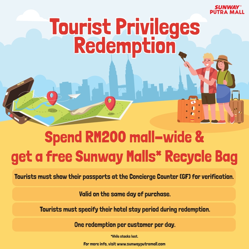 Spend RM200 mall-wide and redeem a free Sunway Malls recycle bag!